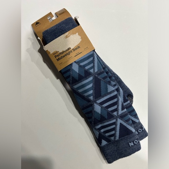 Burton Performance Size large Midweight Snowboard Socks Grey Pattern Ski NWT - Picture 1 of 7